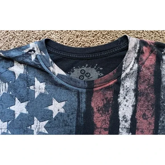 DOM T-Shirt Men's Size XL Patriotic American Flag Graphic Black Short Sleeve - Picture 2 of 6